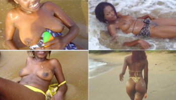 Topless african girls on the beach